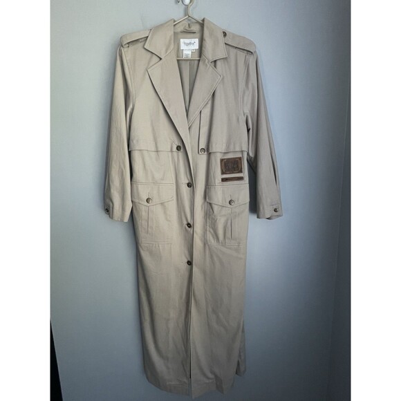 Vtg Belted Trench Coat Duster Women's Size 10 Beige Together Vented Lined - Picture 1 of 16